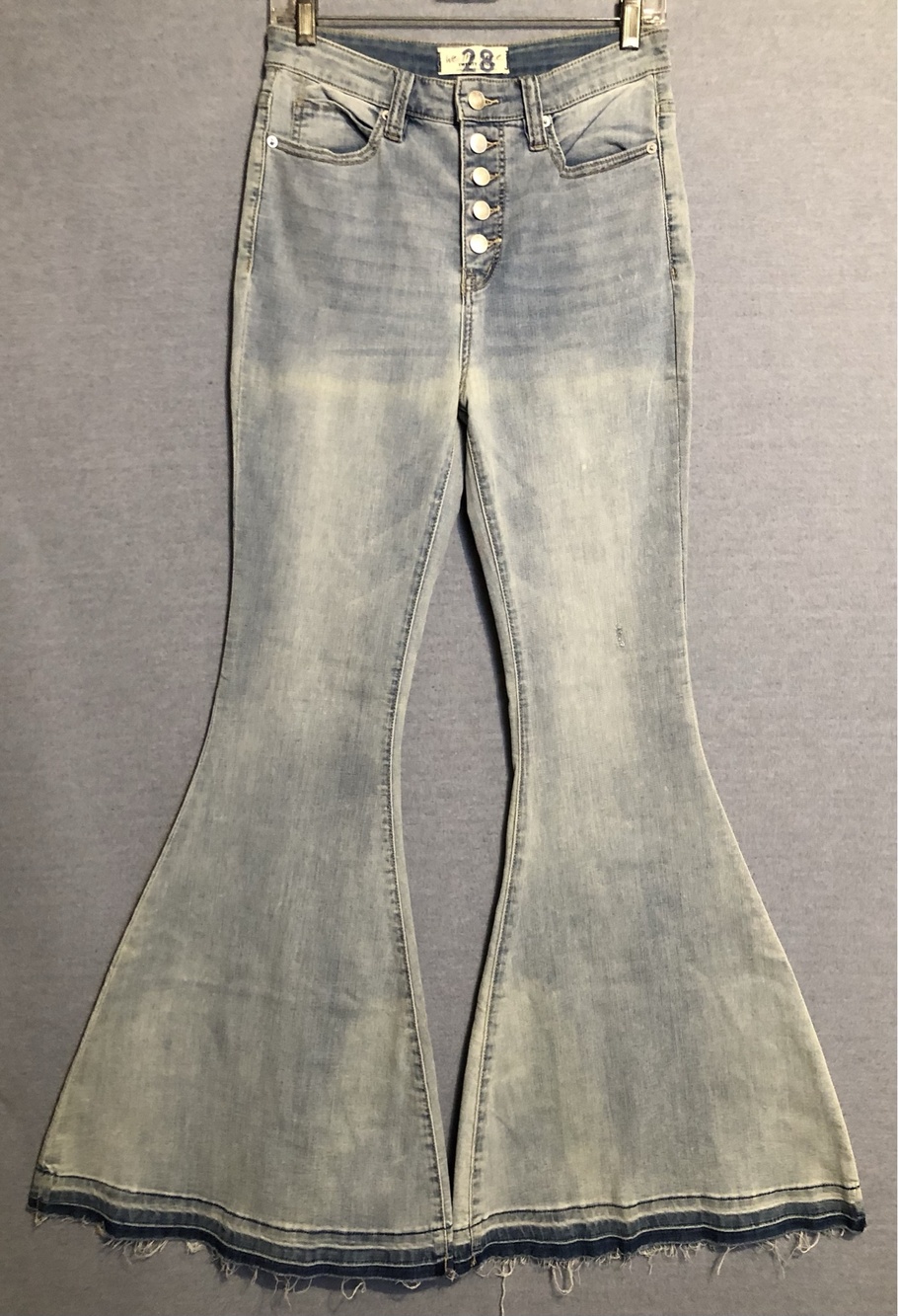 We The Free People Flare Bell Bottom Jeans Womens 28 Blue High Rise Slim Denim